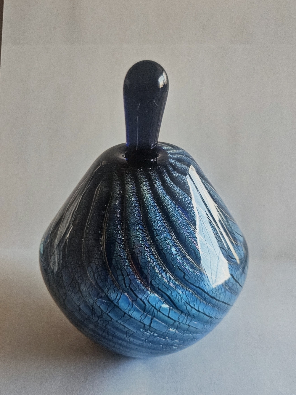 Handcrafted Blue Glass Art Perfume Bottle - Decorative Home Accent